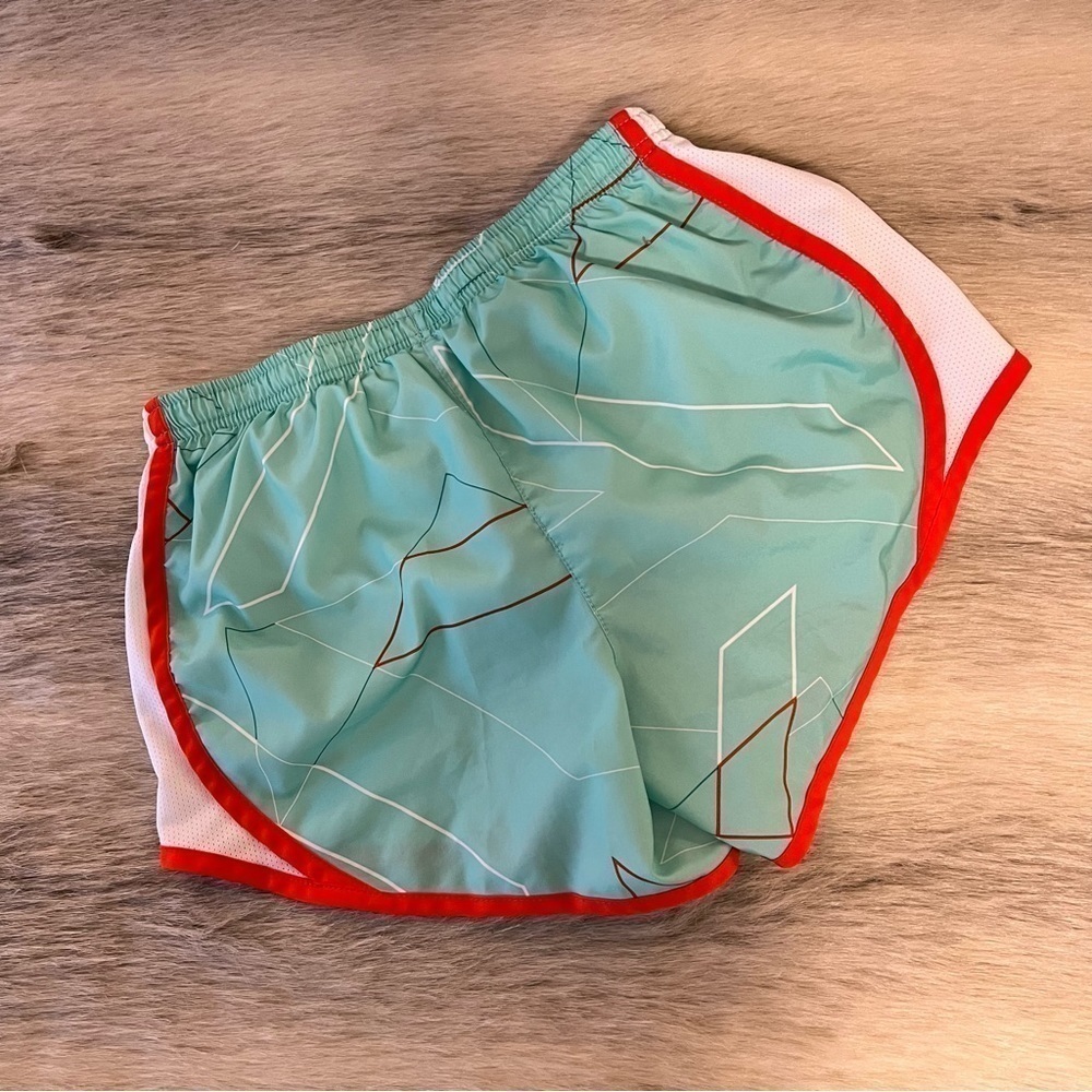 NIKE Dry Fit Aqua Orange Graphic Swoosh Lightweight Athletic M Shorts Workout - Picture 9 of 9